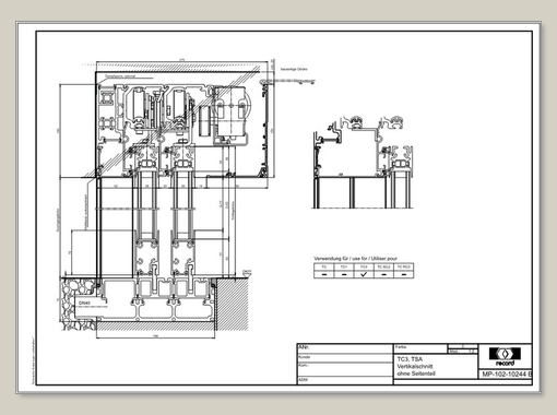 THERMCORD3, TSA, Vertical section Without side screen