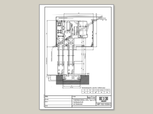 THERMCORD3, STA, Typ U FR, Vertikalschnitt mit Seitenteil